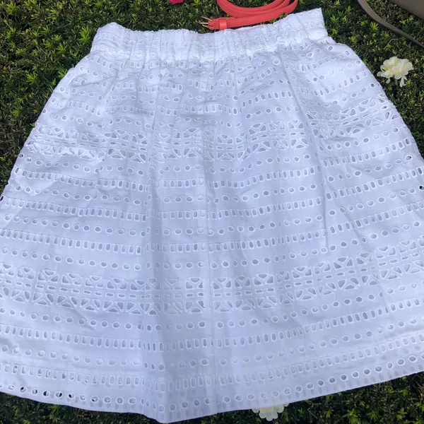 Loft white cotton eyelet skirt size XS - Image 5
