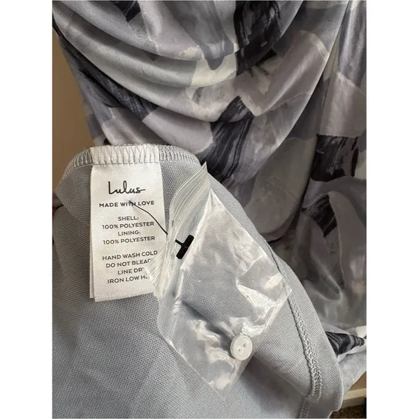 Lulus Idyllic in Ibiza Grey Abstract Print Mock Neck Halter Midi Dress Size XL - Image 10