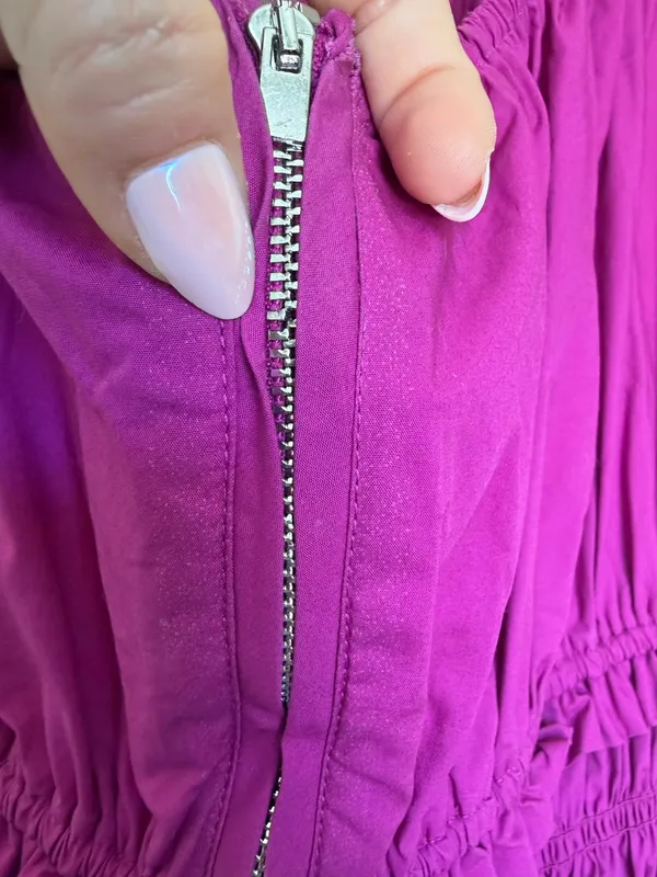 J. CREW Tiered Midi Cotton Poplin Fuchsia Dress Large - Image 8