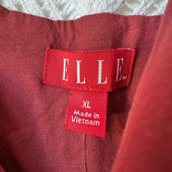 ELLE Rust Red Crochet Lace Yoke Empire Waist Sleeveless Knit Dress XL‎ - Image 3