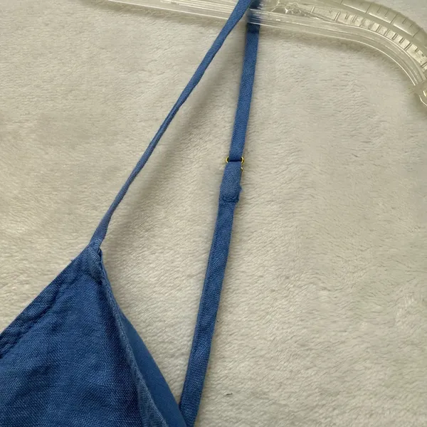 J.Crew Linen Blend Sun Dress‎ Adjustable Straps Blue Casual Summer Medium - Image 5