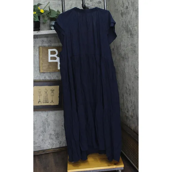 NWT Ny Collection Womens Plus Size Short Sleeve Slubbed Midi Dress Navy Blue 3X - Image 6
