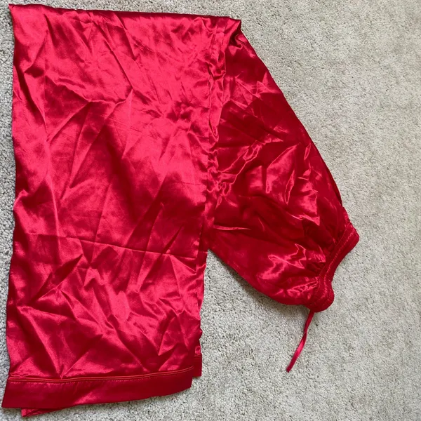 SXY Women's Solid Color Red Drawstring Waist Straight Leg Pants Size XL - Image 8