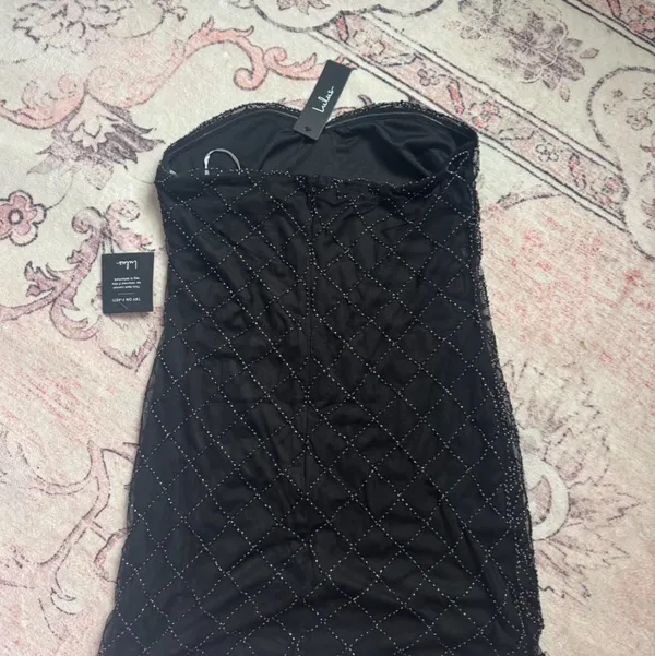 NWT Lulus Soiree Sparkles Black Beaded Strapless Mini Dress - Image 6