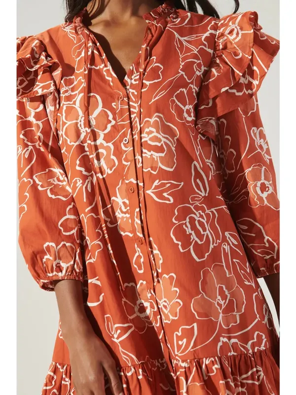 Sugarlips Floral Ruffle Long Sleeve Dress - Image 3
