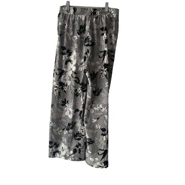 Anthropologie Monteau M Linen Blend Floral Black White Wide Leg Pants Coastal‎ Lightweight - Image 5