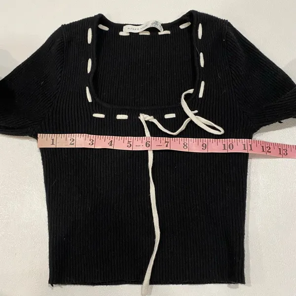 Altar’d State Black Ribbed Lace Up Cropped Sweater Top XS Coquette - Image 5