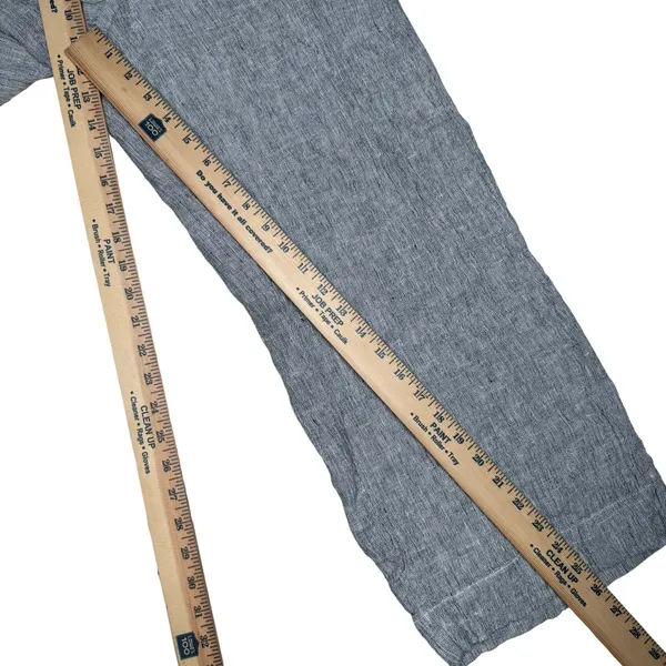 Tahari 100% Linen Wide Leg Crop Pants Small Gauzy Textured Pull On Pockets‎ Gray - Image 7