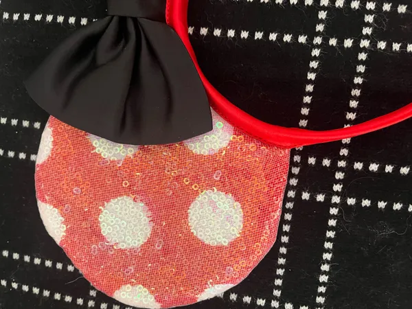 Minnie Disney Mouse Ears Headband Red Sequin Black Bow - Image 2