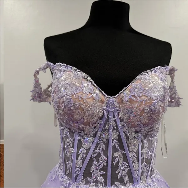 Sherri Hill 55500 Lilac Purple Tiered Ruffle Prom Gown sz 8 - Image 3