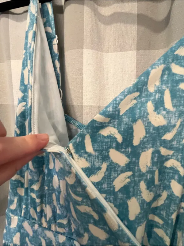 Gilli Blue and White Printed Wrap Maxi Dress - Image 3