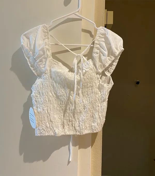NWT passport white cute cotton milkmaid crop top - Image 3