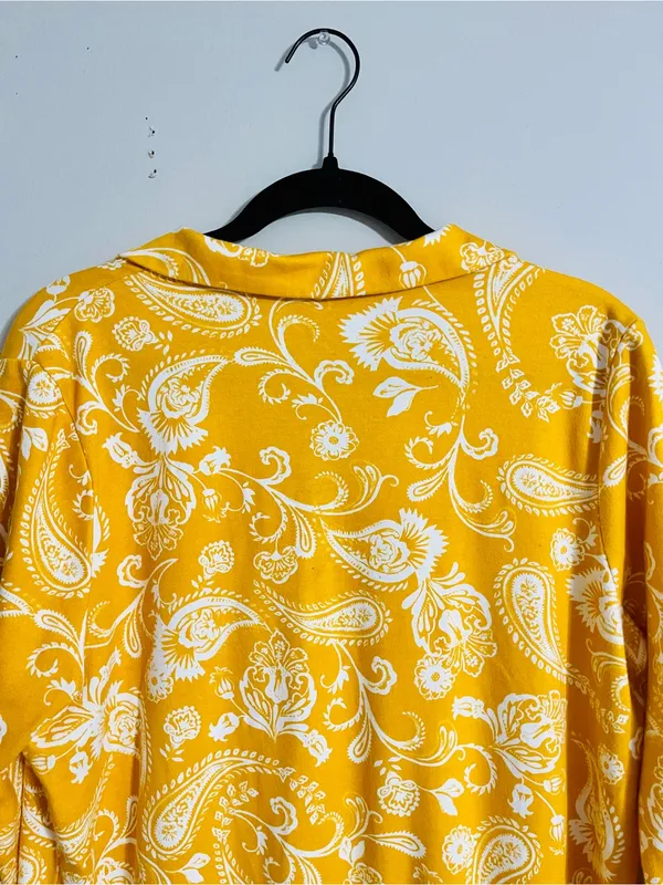 Kim Rogers Mustard Yellow Paisley Tunic Shirt Dress L Cotton Preppy Retro Mod - Image 14