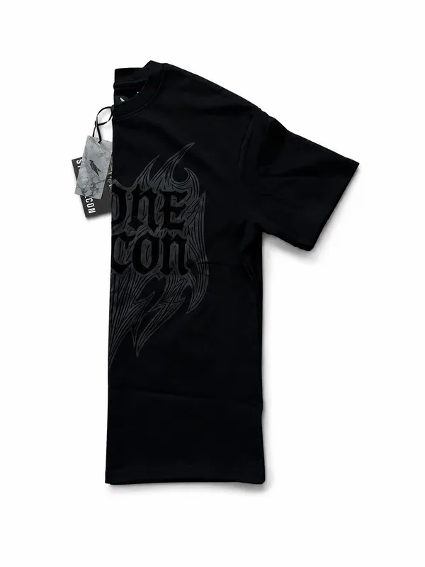 Stone Falcon Black Graphic T-Shirt Gothic Streetwear Short Sleeve - Image 3
