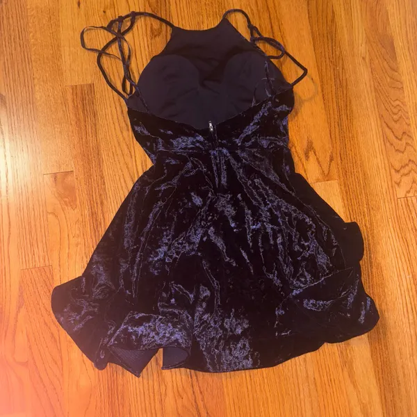 B Darlin velvet mini dress with ruffle hem and halter top - Image 4