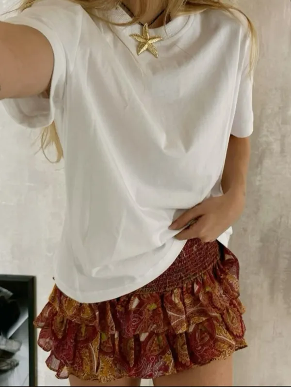 new with tags - Zara ruffle beautiful patchwork skirt in the orange and pink toned colors - Image 3