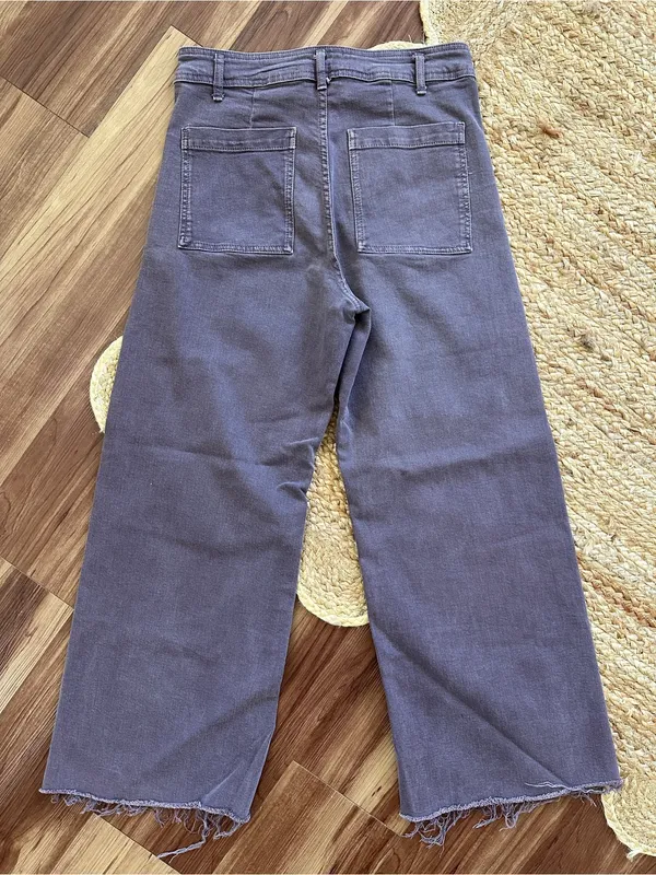 ZARA The Marine Straight Jeans Cropped Wide Leg in Lilac Sz. 10 - Image 5