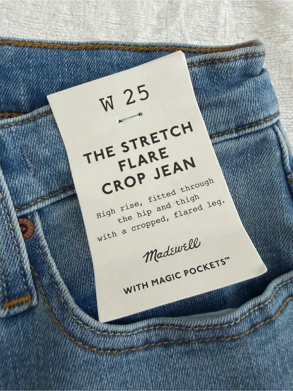Madewell The Stretch Flare Crop Jeans High Rise Blue Size 25 NWT - Image 5