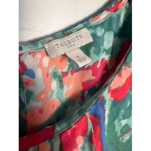 Talbots LG Sleeveless Abstract Floral Print Blouse Boho Cottage Spring‎ Flowy - Image 2