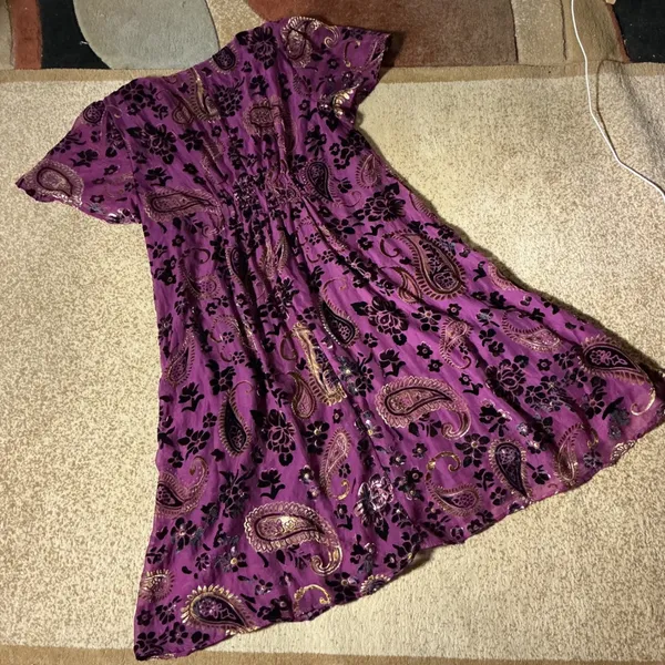 NEW Piper & Scoot Albie Purple Burnout Velvet Paisley‎ Midi Dress L PSD4193-PS - Image 7