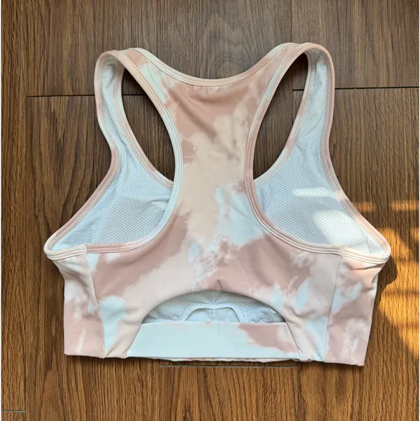 RVCA Sports Bra Womens Medium Pink Tie Dye Racerback Mesh Breathable - Image 3