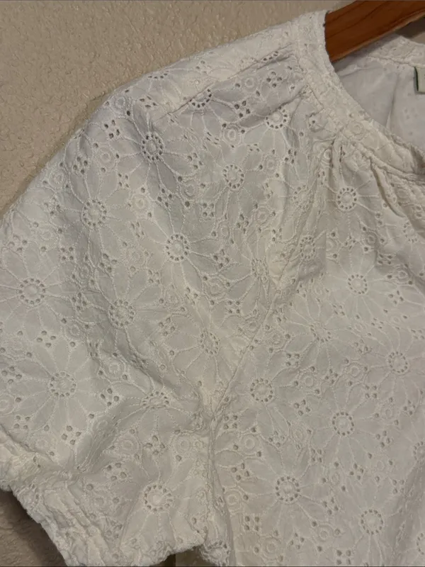 Spartina 449 Poppy Dress Pearl White Daisy Eyelet Size Medium - Image 5