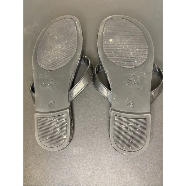 GBG Los Angeles Black Leather Thong Sandals Size 6.5 - Image 6