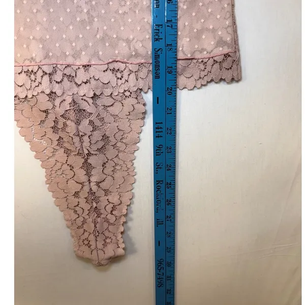 Intimately Free People Lace Swiss Dot Long Sleeve Bodysuit Mauve Pink Large - Image 7