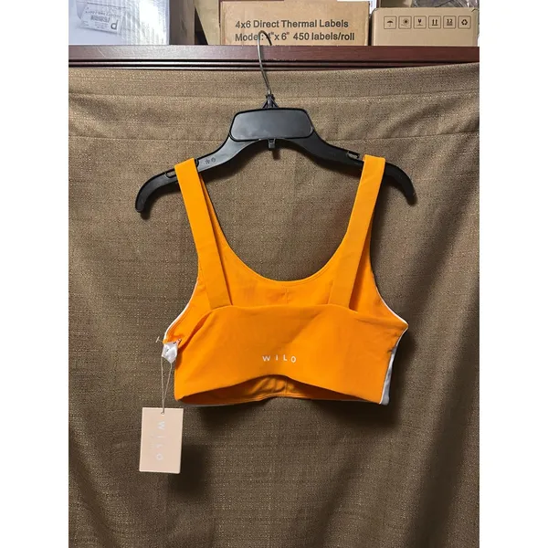 NWT Wilo The Label by Anthropologie Ribbed Sports Bra Size Small Orange White - Image 4