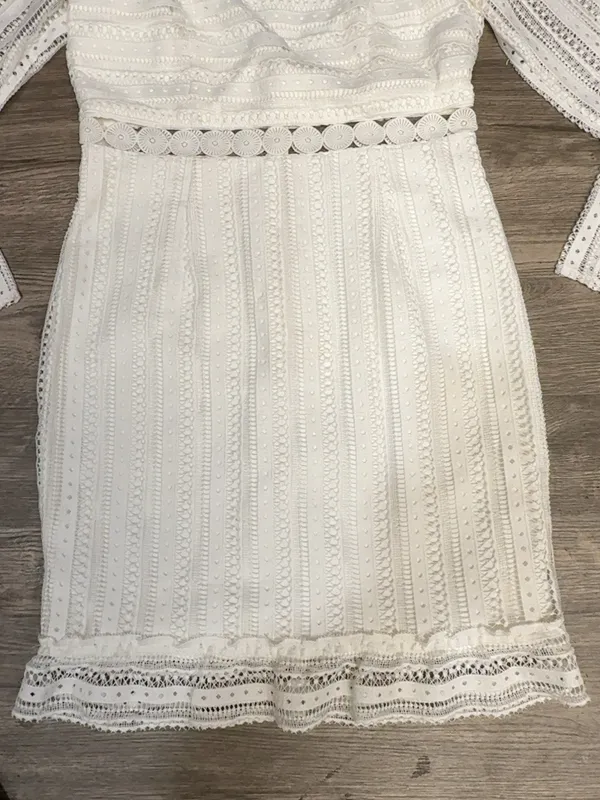 NWT Bardot Vivian Splice Ivory Lace Long Sleeve Bridal Dress US 8 M - Image 3