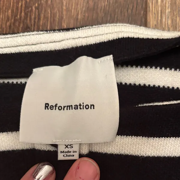 Reformation Lennox Knit Top Striped Black and White Women's Top - Image 2