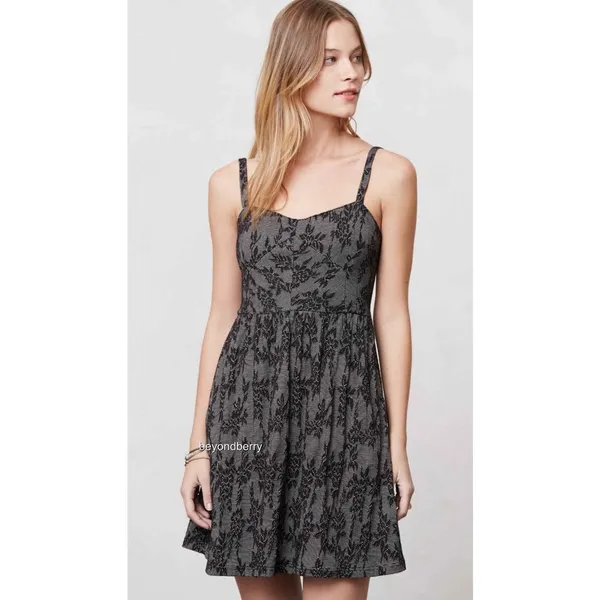Anthropologie Lilka Ettie Jacquard Chemise Mini Dress Small Black Whimsigoth - Image 3