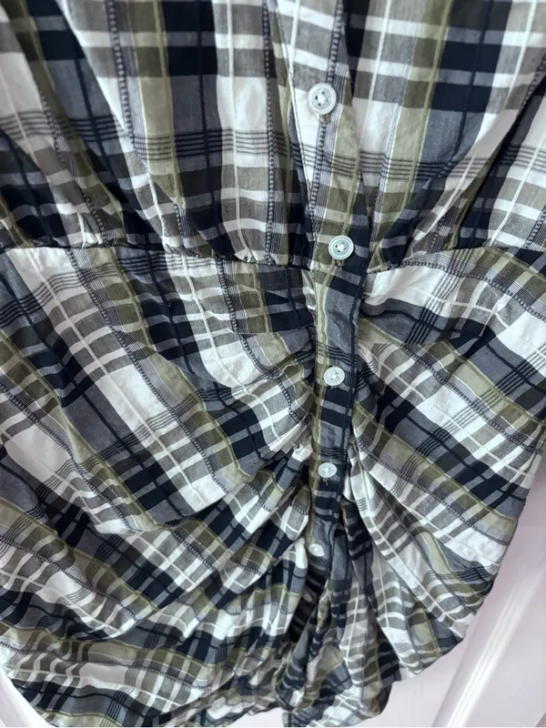 Veronica Beard Vilette Mini Shirt Dress Army Plaid size 8 - Image 13