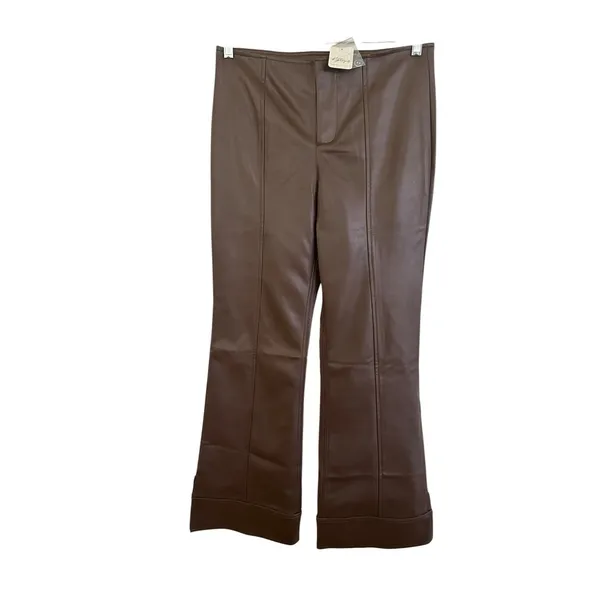 Free People Glow Up Faux Leather Pant in Potting Soil size 8 NWT - Image 8
