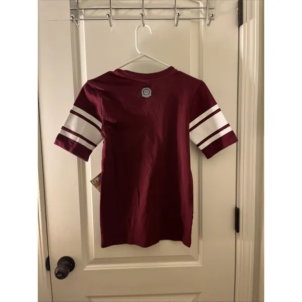 School House "Go Big E" Jersey Style T-Shirt Women's Juniors Size S Maroon White - Image 12