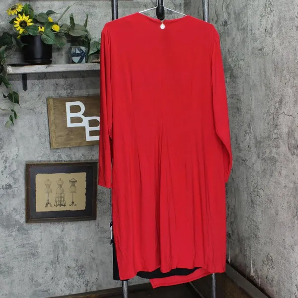 NWT Tommy Hilfiger Womens Plus Size Faux-Wrap Asymmetric Sheath Dress Red 18W - Image 7