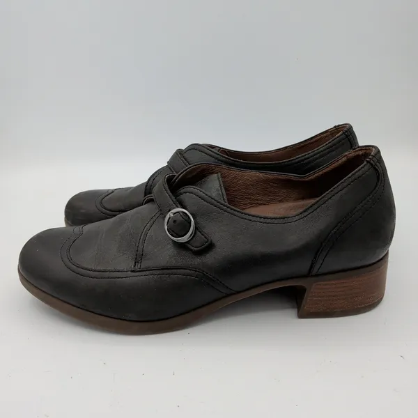 Dansko Livie Black Leather MJ Wingtip‎ Loafer Shoes Monk Strap Womens 39 8.5-9 - Image 2