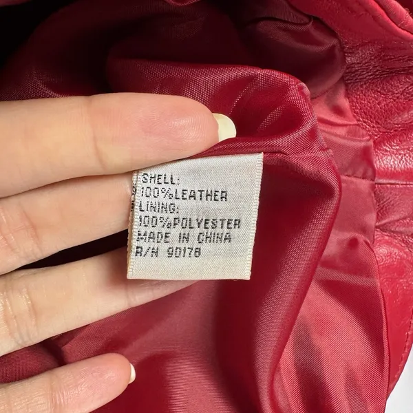 Vintage Yvonne de Marie Size Small Red Leather Jacket Moto Biker 80s - Image 3