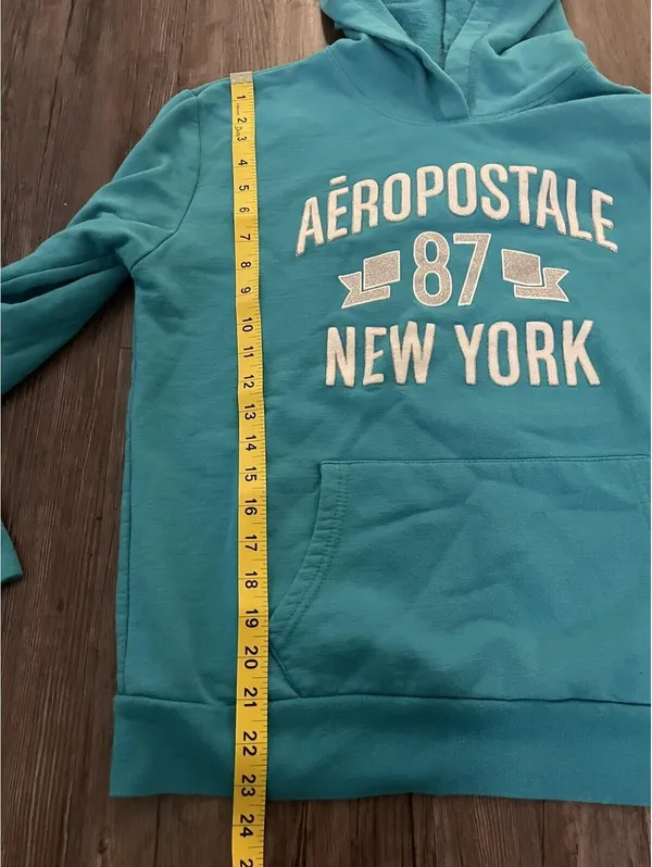 VTG Aeropostale Sweatsuit Set Womens Sz M Teal Spellout Y2K - Image 5