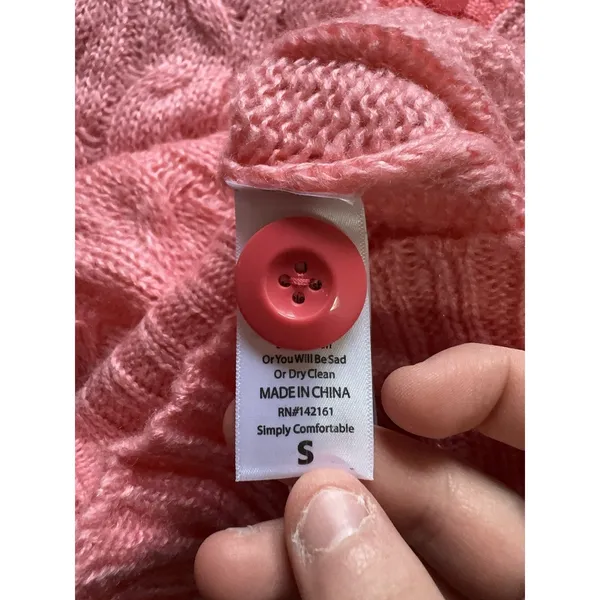 LulaRoe Women Size Small Button‎ Down Cardigan Sweater V Neck Pink Knit Acrylic - Image 4