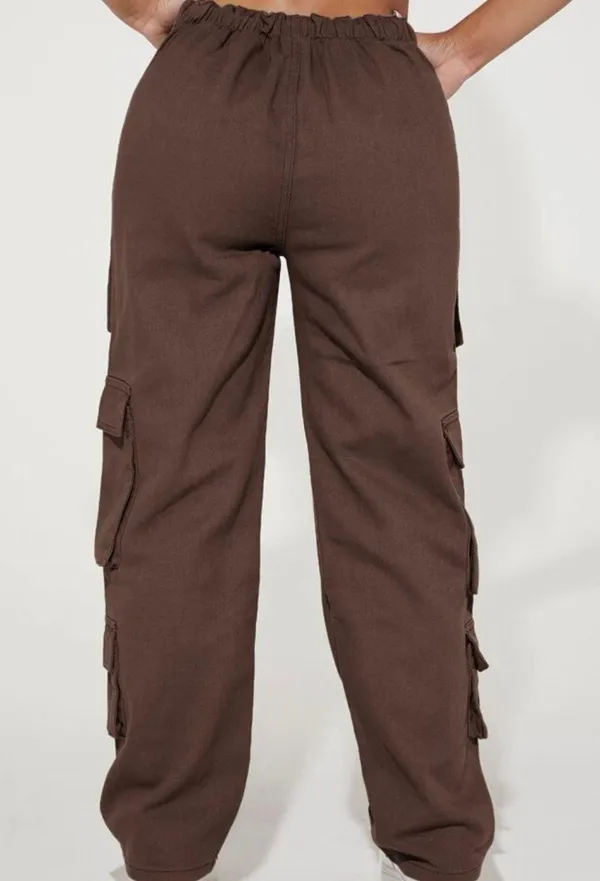 Low Waist Brown Cargo Pants Size XXS - Image 2