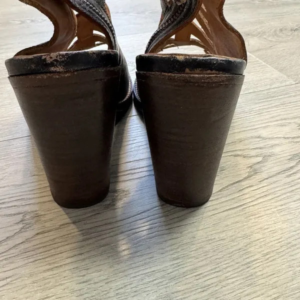 Bed Stu Occam Caged Block Heel Sandals Size 9 Dark Brown 100% Leather‎ - Image 6