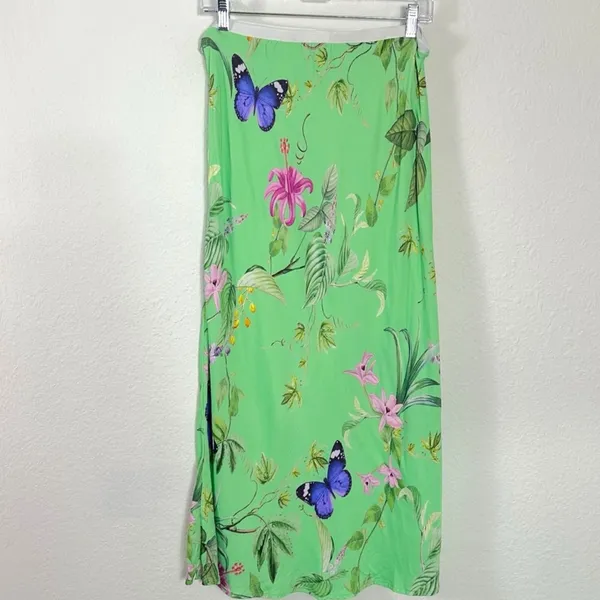Anthropologie The Tilda Midi Slip Skirt Floral Butterfly Print Y2K 90s Medium - Image 8