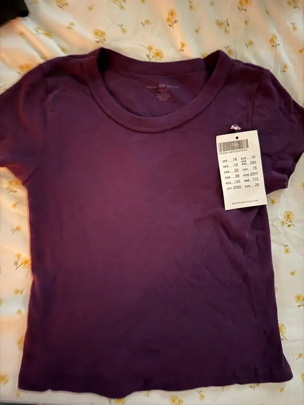 Brandy Melville burgundy cotton baby tee - Image 2