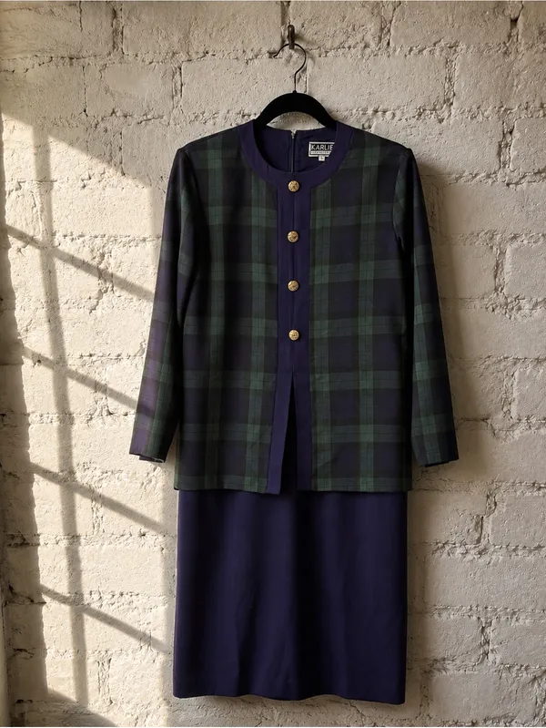 Vintage Karlie Collection Plaid Faux Two-Piece Dress 10 - Image 2
