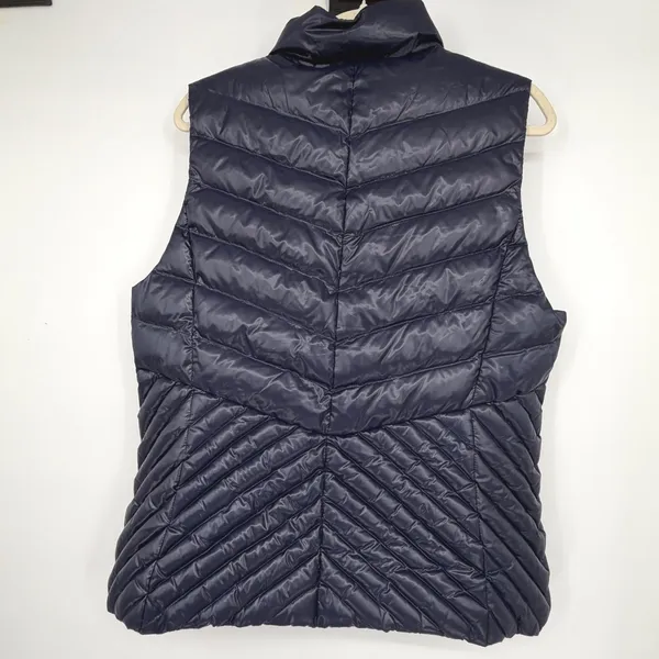 Talbots Women L Navy Blue Quilted Down Puffer Vest Full Zip VN4926 05/16 - Image 2