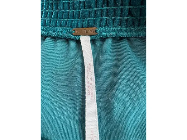 Free People Velvet Puff Sleeve Top in Teal, Size Small - Image 6