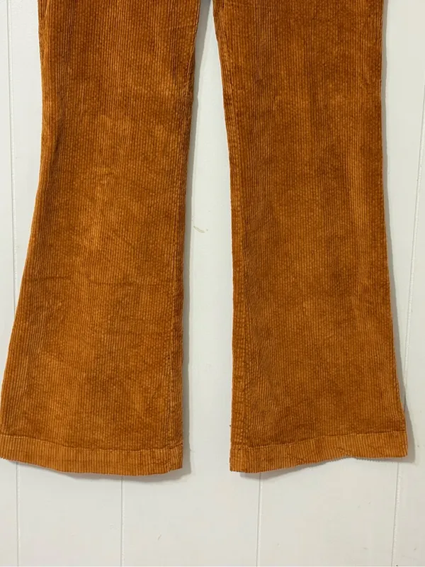 Free People Mid Rise Corduroy Flare Pants Rust Brown Size 8 - Image 3
