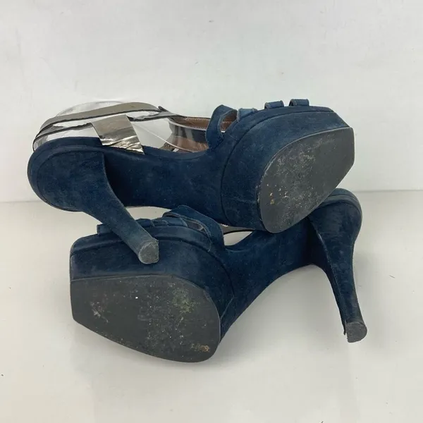 MARNI Blue/Silver Strappy Platform Heels Stiletto Sandals - Size 6.5 - Image 14