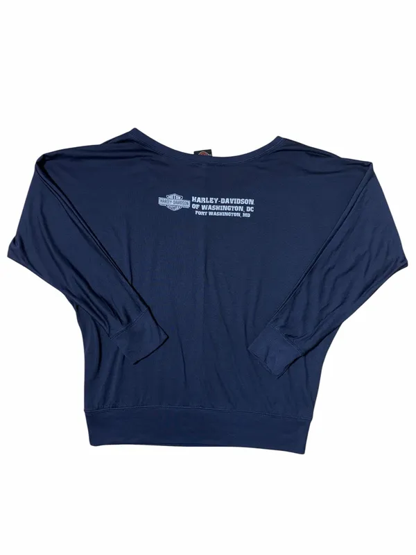 Harley Davidson Navy Blue Embellished Washington DC Long Sleeve Top Womans XL - Image 7